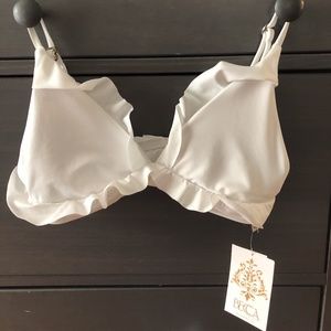 Becca White Ruffle Swimsuit (NWT)
